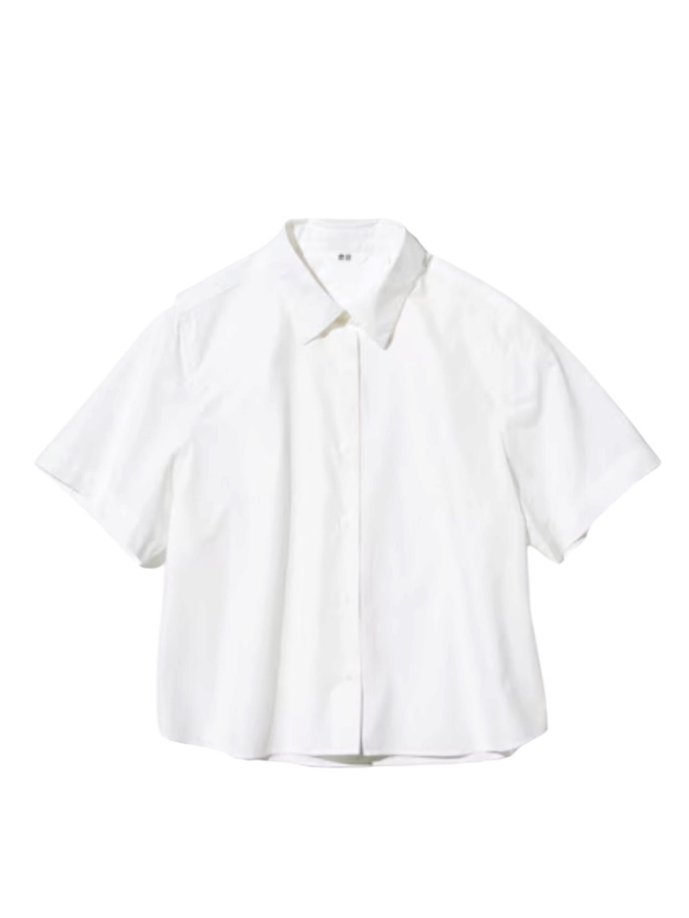 Uniqlo cropped cotton button down short sleeve top size L excellent condition